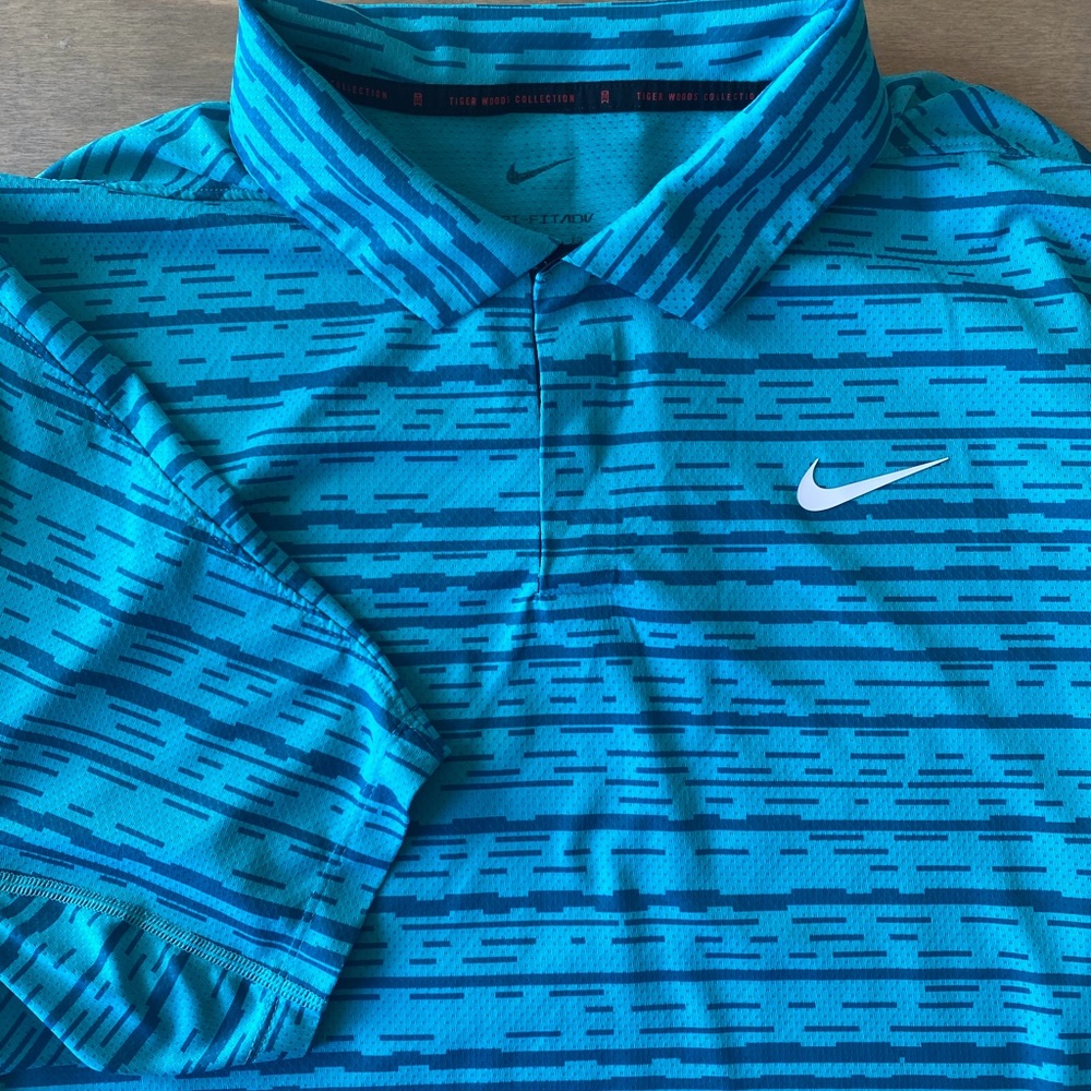 Nike Blue Striped Men's Polo Shirt